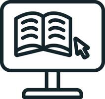 Computer showing open book for online education concept icon vector