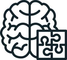 Human brain solving problems with puzzle pieces icon vector