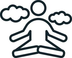 Person meditating with clouds representing positive thinking and mindfulness vector