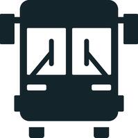 Black icon of a bus driving forward in smart city vector