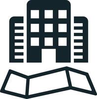 Smart city concept icon showing building standing on map vector