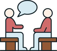 Two people talking and sharing problems sitting on bench vector