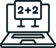 Laptop displaying simple math equation for online learning vector