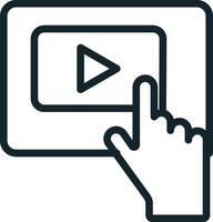 Hand pressing play button on digital tablet for online learning vector