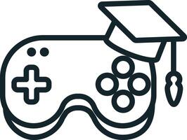 Graduation cap placed on a gaming controller icon vector