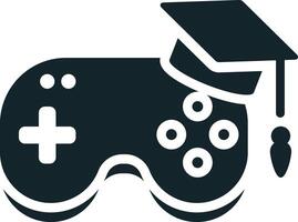 Graduation cap over gamepad representing online learning concept vector