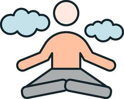 Man meditating in lotus pose achieving peace of mind and mindfulness vector