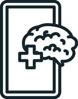 Smartphone improving mental health with brain and medical cross icon vector