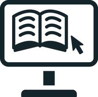 Computer mouse clicking open book online education icon vector