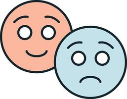 Psychology of moods showing happy and sad faces vector
