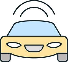 Smart car sending data through wireless connection icon vector