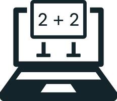 Online education icon showing laptop displaying a sum vector