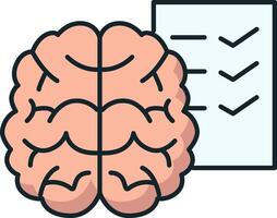Human brain processing information and checking off to-do list vector