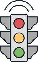 Smart traffic light sending wireless signal for city management vector