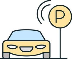 Smart city parking icon showing car parking using wireless signal vector