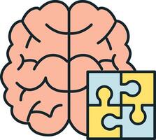 Human brain solving problem connecting puzzle pieces together vector
