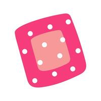 medical patch is single pink. Adhesive bandage for first aid in case of wounds, operations and skin damage. Protection of an open wound from infection. Pink illustration, isolated vector
