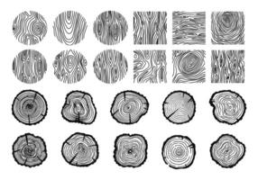 Wooden texture. Hand drawn wood tree rings. Graphics round, square elements, outline tree rings, stumps structure. Decorative nature cutting wood circle. set vector