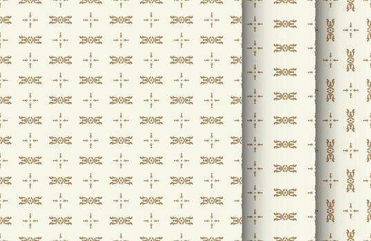 conjunto de sin costura patrones. beige antecedentes con oriental adornos para textil, tela, envase vector