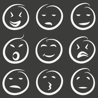 Emotions are drawn on a dark background. vector
