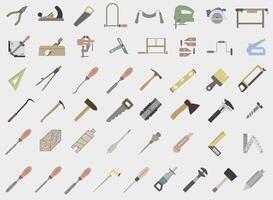 Collection of carpentry tools icons. Tool for carpentry workshop. vector