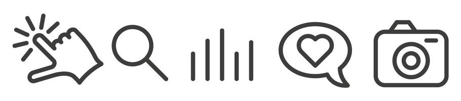 The main icons of the interface are a thin line. User interface icon set, for commercial purposes. vector