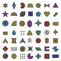Simple geometric shapes icon collection with stroke. A set of geometric shapes. Color icons. vector