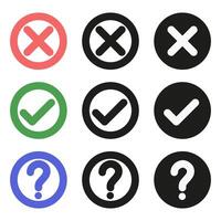 Crosses and a question mark in a circle. vector