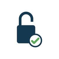 Simple Check Mark Padlock Icon Template vector
