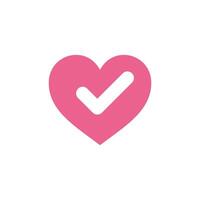 Check Mark Heart Shape Love Icon Template vector
