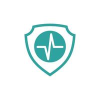 Circle Healthcare Pulse Shield Icon Template vector