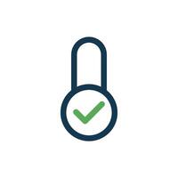 Simple Check Mark Padlock Icon Template vector