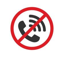Noise prohibition symbol sign, keep quiet, observe silence icon. old phone 2 vector
