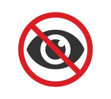 No eye icon symbol, eye crossed out, hidden, invisible. vector