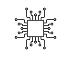 AI Computer Microchip Icon. Flat style CPU Processor Chip symbol. Digital Circuit Microchip sign. Semiconductor Chip. illustration. Isolated on white background. vector