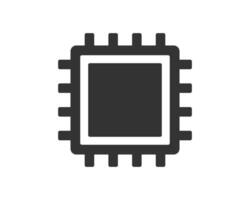 AI Computer Microchip Icon. flat style black CPU Processor Chip symbol. Digital Circuit Microchip sign. Semiconductor Chip. illustration. Isolated on white background. vector