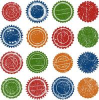Stamps frames icon shape set. Stamp grunge ink rubber labels sign collection. Isolated on white background. Black round and square stamp border pack 2 vector