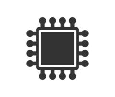 AI Computer Microchip Icon. CPU Processor Chip symbol. Digital Circuit Microchip sign. Semiconductor Chip. illustration. Isolated on white background. vector