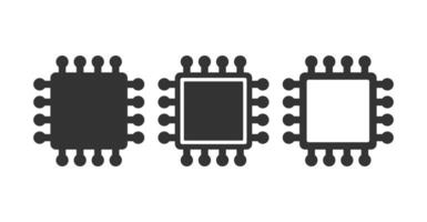 Flat style AI Computer Microchip Icon. CPU Processor Chip symbol. Digital Circuit Microchip sign. Semiconductor Chip. illustration. Isolated on white background. vector
