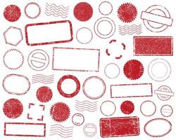 Stamps frames set icon shape . Stamp grunge ink rubber labels sign collection. Isolated on white background. Black round and square stamp border pack vector