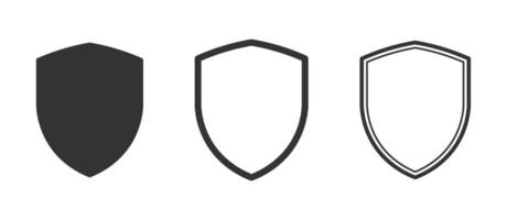 Web Security shield icon shape symbol set. Police badge logo sign collection. 3 vector