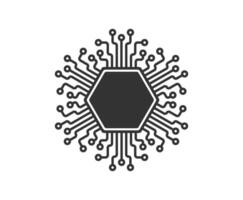 Circuit Board AI Generate icon, Machine learning micropchip symbol, ML icon, Artificial intelligence sign. illustration image. Isolated on white background. vector