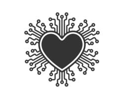Love Heart AI Generate icon, Machine learning micropchip symbol, ML icon, Artificial intelligence sign. illustration image. Isolated on white background. vector