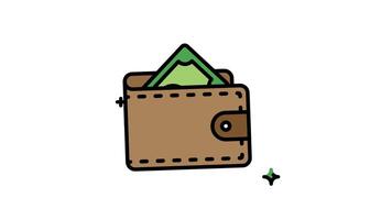 Animated leather wallet with money inside. Alpha channel, suitable for finance or luxury concepts in photographs or design projects video