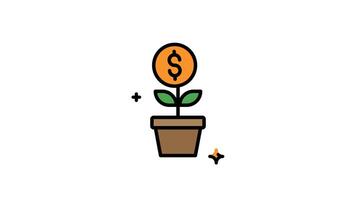 Animation investment with dollar sign flower. Alpha channel, suitable for finance, investment, growth, savings, business concepts. Perfect for financial related designs and projects video
