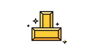 Animation two shiny gold bars with black outlines. Alpha channel, perfect for financial services, investment promotions, wealth management website graphics or advertisements video