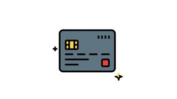 Credit card animation icon with yellow chip, and red square. Alpha channel, perfect for graphic design projects, finance, business presentations, and websites video