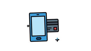 Animation online payment with green checkmark next to credit card. Alpha channel, ideal for illustrating successful online payments and secure transactions in ecommerce video