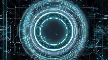 Futuristic digital abstract design featuring glowing circles and data patterns, ideal for technology and sci-fi themes. video