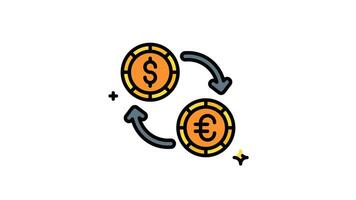 Animation dollar coin and euro coin exchange arrows. Alpha channel, ideal for finance concepts, currency exchange, investment advice, foreign exchange platforms video